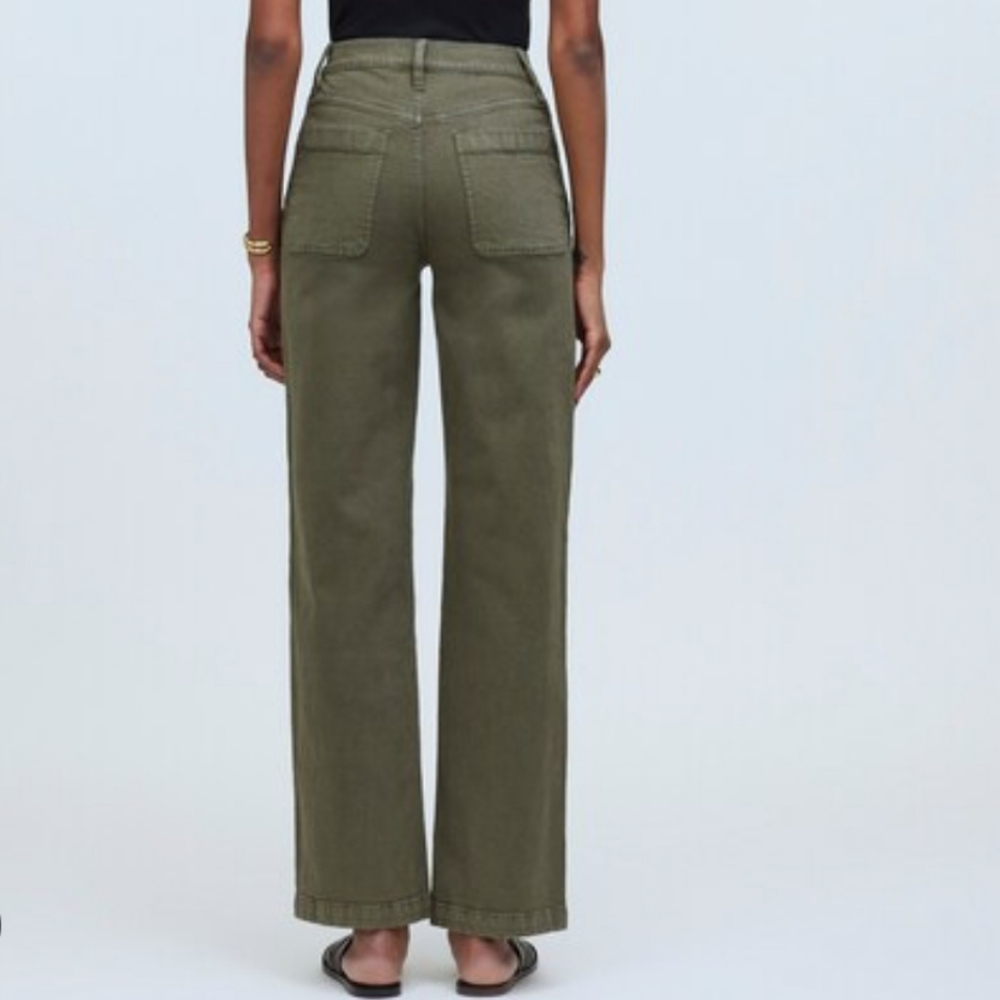 Madewell Emmett Wide Leg Olive Green Pants Size 33 - Picture 3 of 13